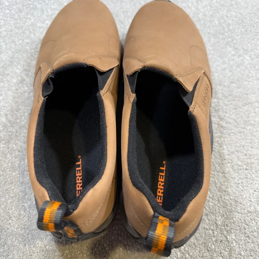 Merrell Jungle Moc Nubuck Leather Brown Slip On Hiking Shoes J63839W NIB M 10.5W